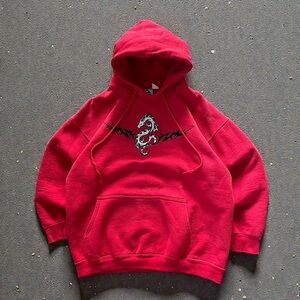 vintage 90s tribal dragon heavyweight hoodie
embroidered logo